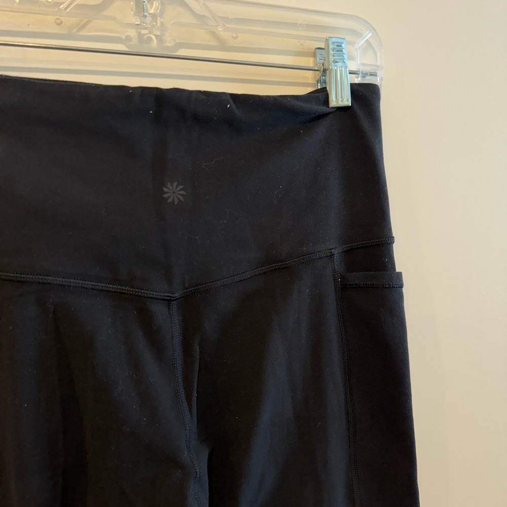 Athleta Black Ribbed Leggings Size S with Pockets - Picture 6 of 10